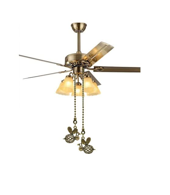 2Pcs Bee Ceiling Fan Pull Chain,12 Inches Decorative Fan String Pulls Charm Extension,3mm Diameter Beaded Ball Fan Pull Chains Extender Ornament with Connector(Bronze)
