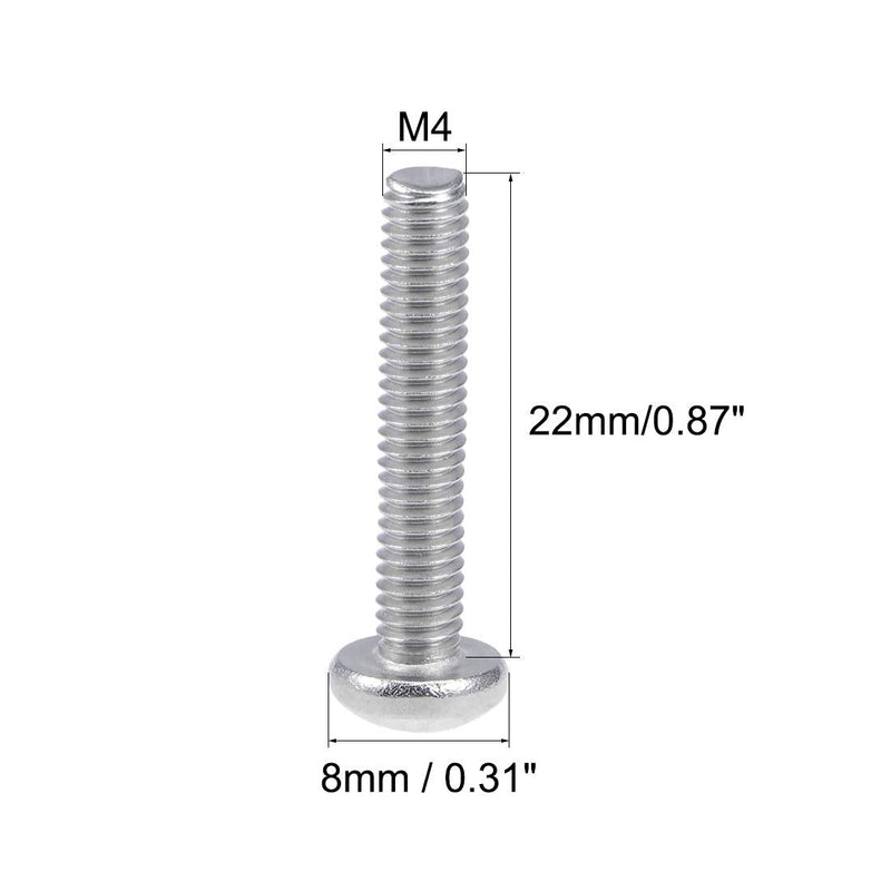 uxcell M4x22mm Machine Screws Pan Phillips Cross Head Screw 304 Stainless Steel Fasteners Bolts 20Pcs