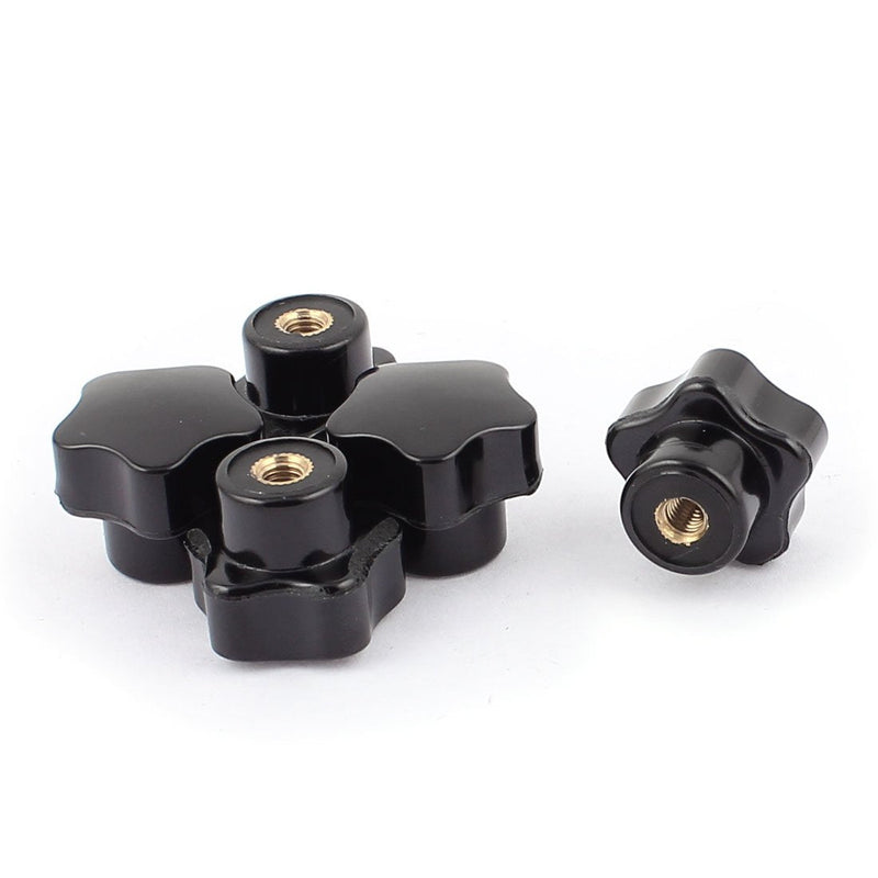 uxcell Plastic Star Head Clamping Knob Handle M5 Female Threaded 5pcs Black