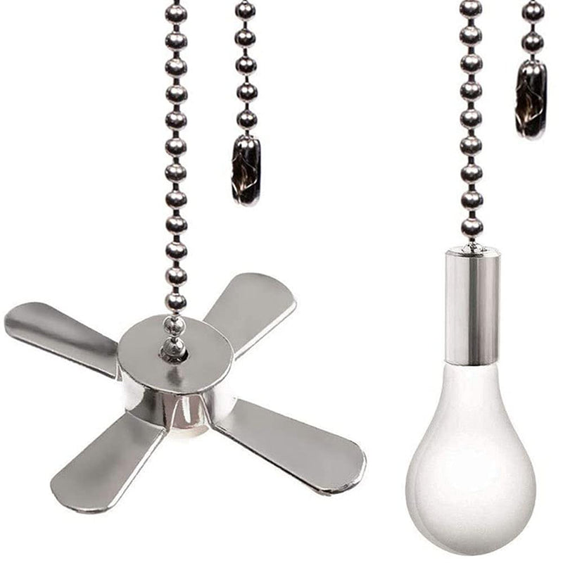 Ceiling Fan Pull Chain Ornaments Extension Chains with Decorative Light Bulb and Cord 13.6 Inches Fan Pull Chain Set For Ceiling Light Lamp Chain (Nickel) Pull Chain(Nickel)