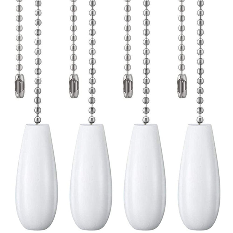 Ceiling Fan Chain Pulls Decorative Extension 12 Inches White Color Wooden Pull Chain Fan Pulls Set Ornaments for Ceiling Light Lamp Fan Chain 4 Pcs (Nickel) 4 pcs/set
