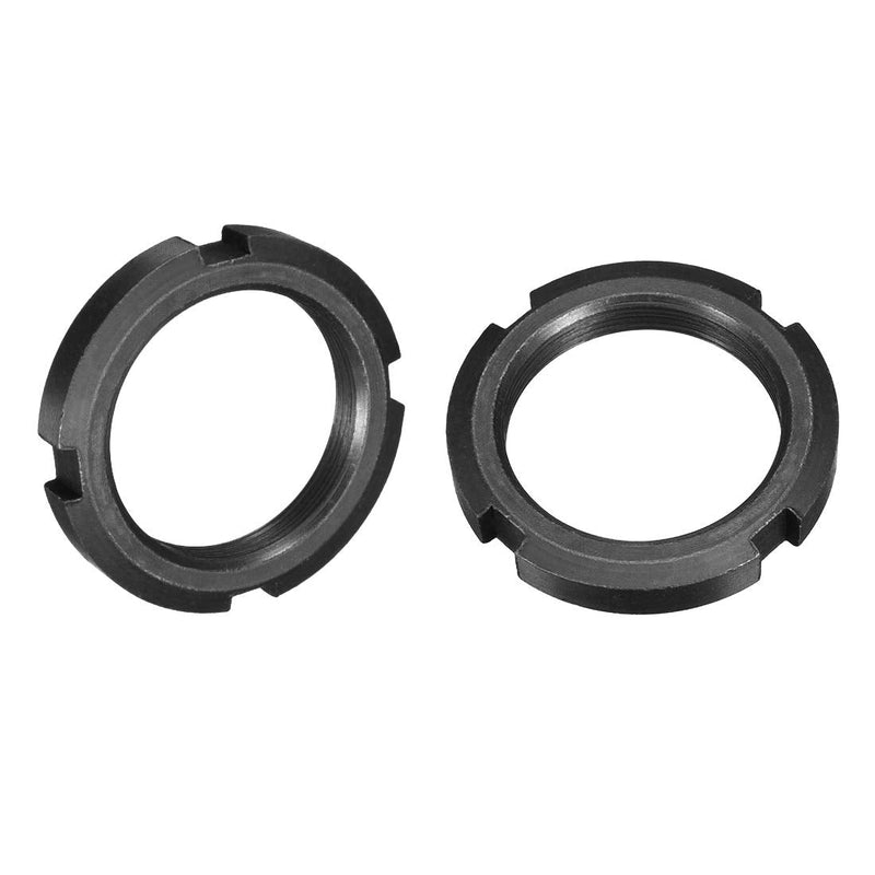 uxcell M50x1.5mm Retaining Four-Slot Slotted Round Nut, 2Pcs Carbon Steel Round Lock Nut for Various Rolling Bearings, Industrial Field, Black 2