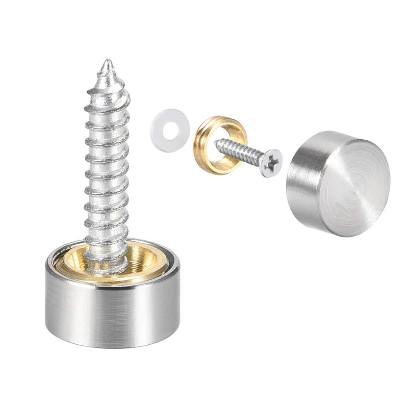uxcell Mirror Screws Decorative Caps Cover Nails Brushed Stainless Steel 10mm, 4pcs
