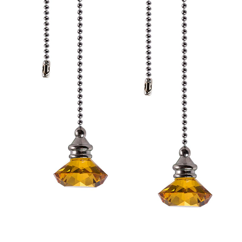 Ceiling Fan Pull Chain Set - 2 pieces Amber Diamond Fan Pull Chains 20 Inch Ceiling Fan Chain Extender with Chain Connector Home Wedding Decor Ornament Pendant