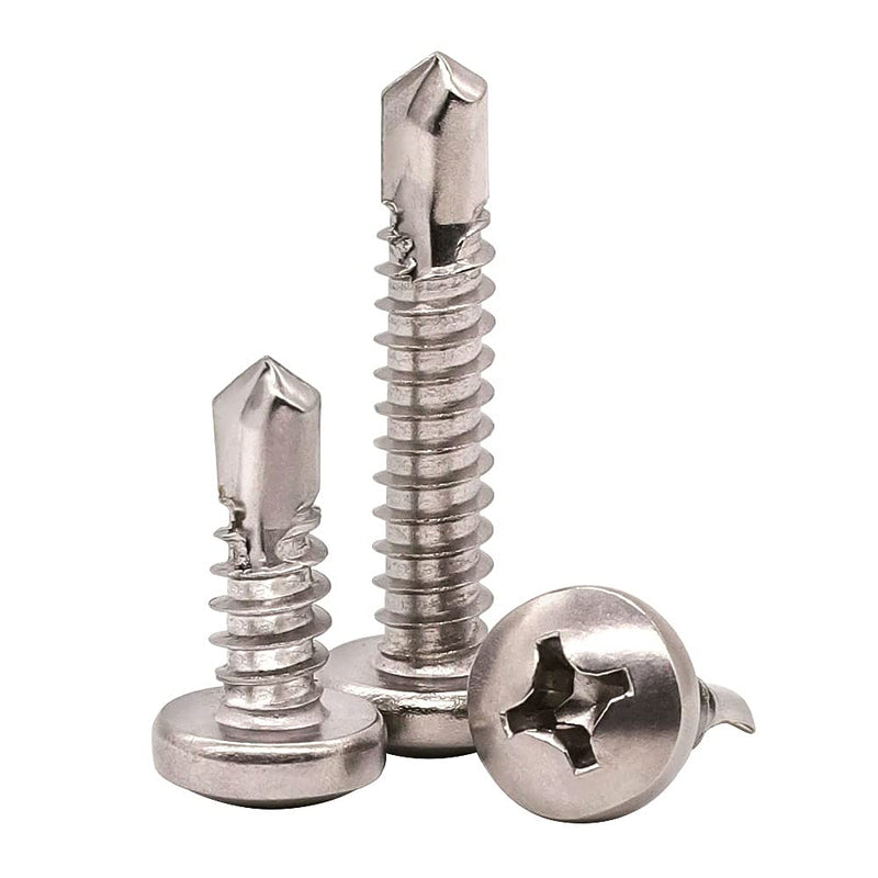 #10 x 1 Pan Head Self Drilling Screws, Phillips Drive, 410 Stainless Steel Sheet Metal Screws,Self Tapping, Dovetail Screws, Pack of 100 #10 x 1"