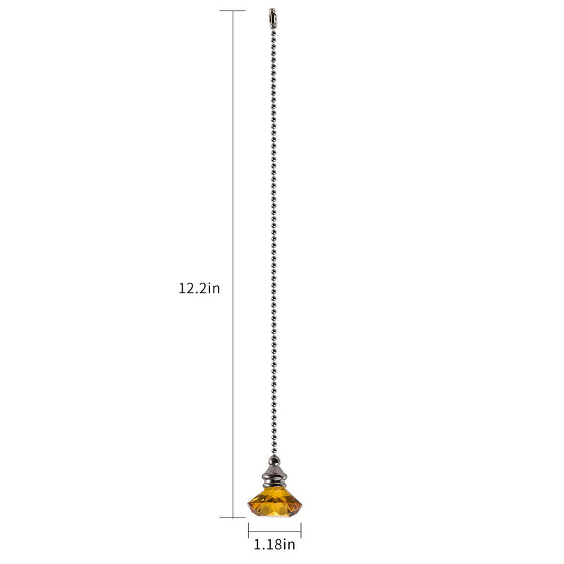 Ceiling Fan Pull Chain Set - 2 pieces Amber Diamond Fan Pull Chains 20 Inch Ceiling Fan Chain Extender with Chain Connector Home Wedding Decor Ornament Pendant