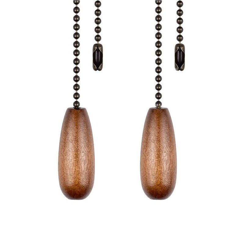 Ceiling Fan Pull Chain Extender, 2pcs Wooden Decorative Pendant Extension Chains, 12 Inches Lighting & Fan Beaded Ball Fan Cord Extender Ornament with Connector