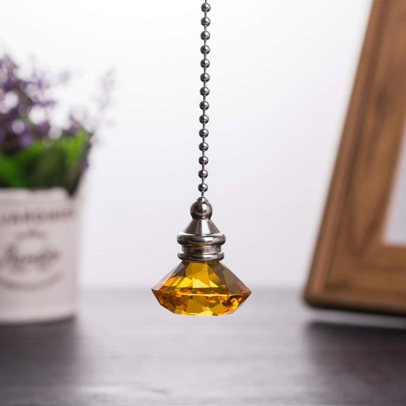 Ceiling Fan Pull Chain Set - 2 pieces Amber Diamond Fan Pull Chains 20 Inch Ceiling Fan Chain Extender with Chain Connector Home Wedding Decor Ornament Pendant