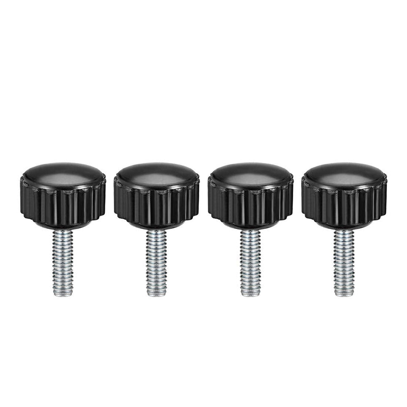uxcell M4 x 15mm Metric Male Thread Knurled Clamping Knobs Grip Thumb Screw on Type Plastic Threaded Hand Bolt Knobs Black 4 Pcs M4 x 15