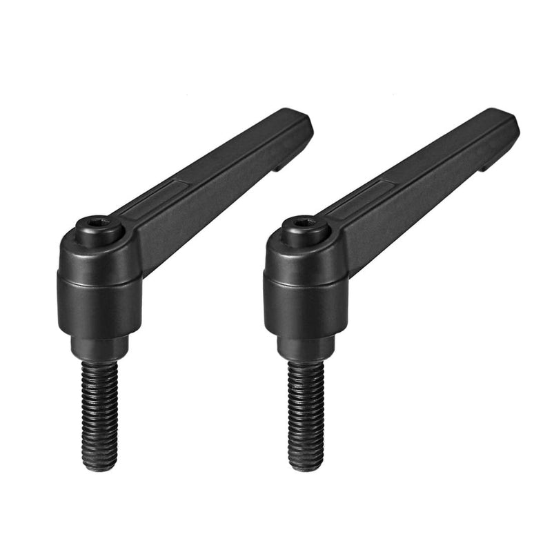 uxcell M8 x 25mm Handle Adjustable Clamping Lever Thread Push Button Ratchet Male Threaded Stud Knobs Locking Rotating Screw Handles Quick Release Bolt Black 2pcs