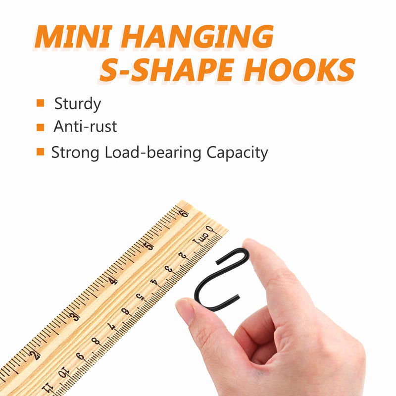 Luomorgo 40 Pcs S Shaped Hooks, 40 x 23mm/1.57" x 0.9" Mini Hanging Hooks Metal Hangers Ornament Hooks for Jewelry, Pot, Crafts, Plants (Black) 40 x 23mm/1.57" x 0.9"