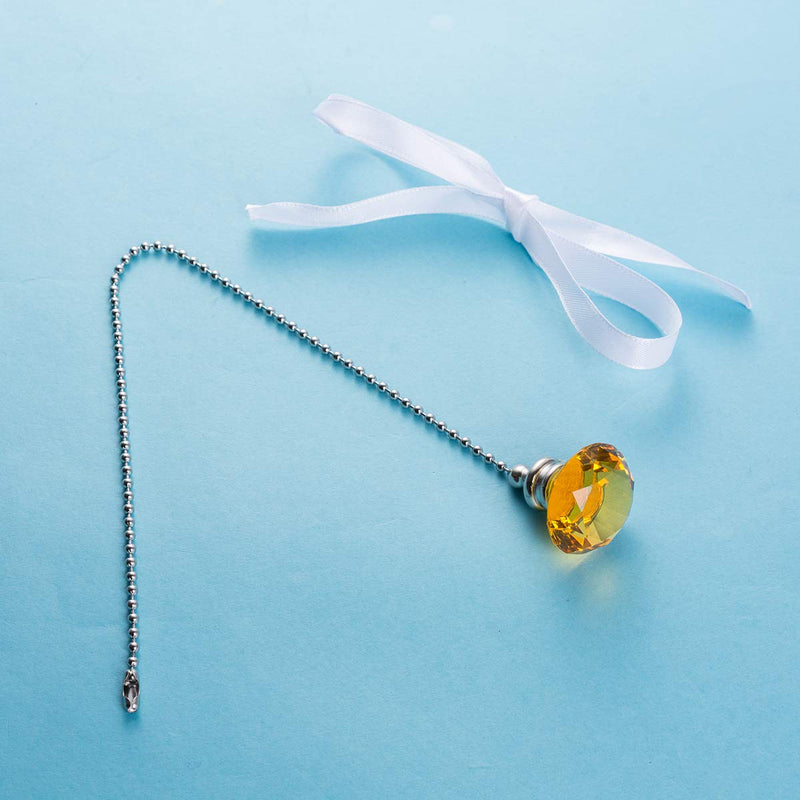 Ceiling Fan Pull Chain Set - 2 pieces Amber Diamond Fan Pull Chains 20 Inch Ceiling Fan Chain Extender with Chain Connector Home Wedding Decor Ornament Pendant