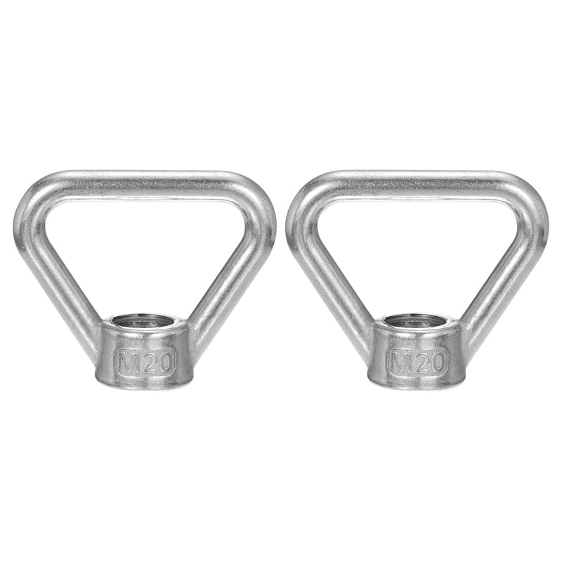 uxcell M20-2.5x80x66mm Lifting Eye Nuts, 2 Pcs 304 Stainless Steel Triangle Shape Threaded Nut Fastener for Home Repairs Rope Fitting