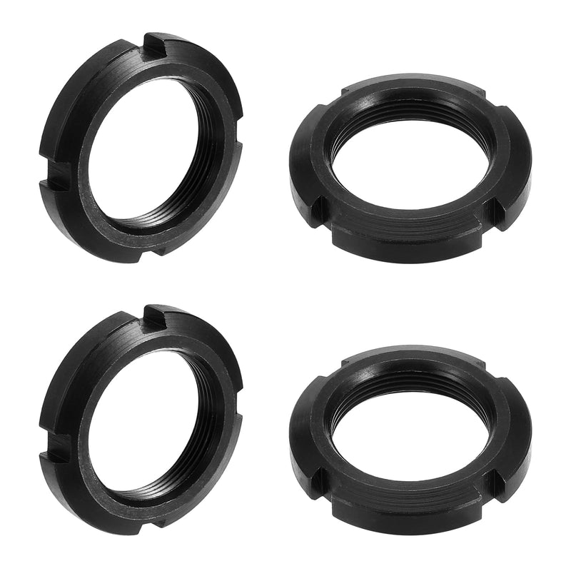 uxcell M35x1.5mm Retaining Four-Slot Slotted Round Nut, 4Pcs Carbon Steel Round Lock Nut for Various Rolling Bearings, Industrial Field, Black