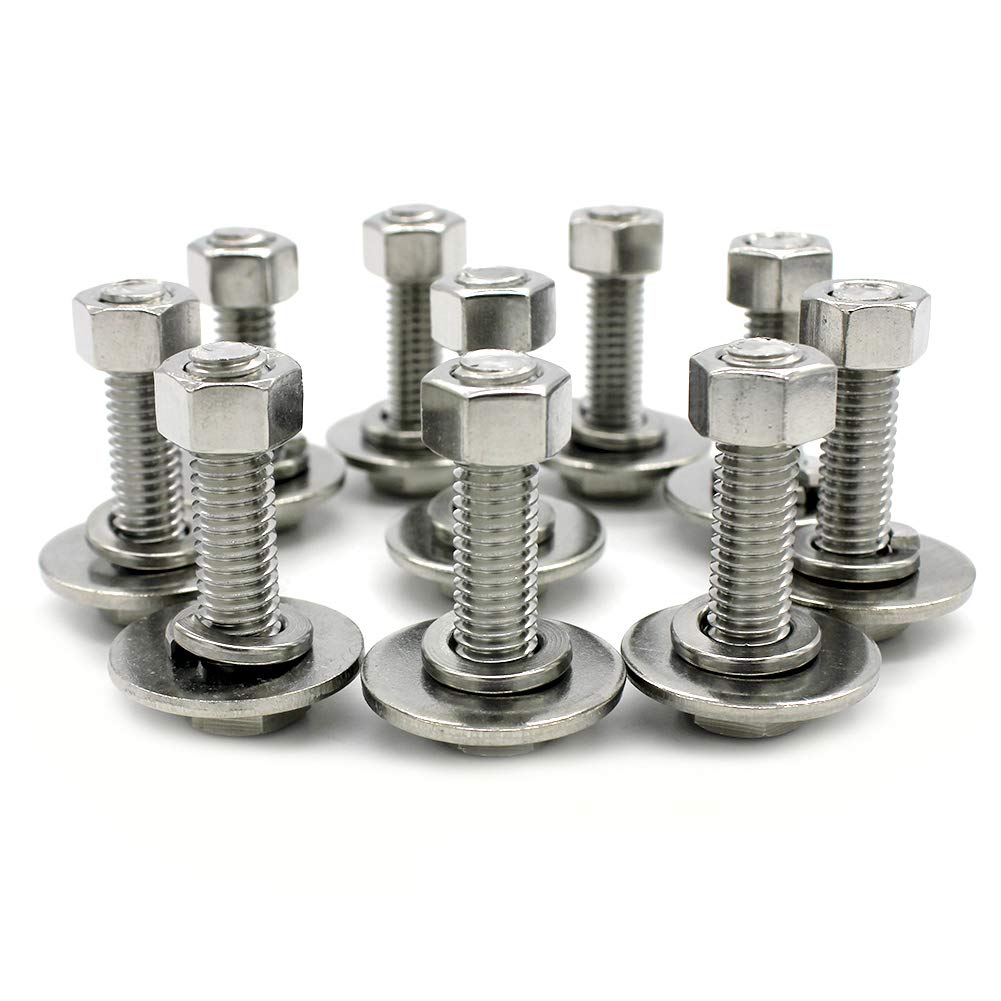 (10 Sets) 5/16-18x1-1/4" Stainless Steel Hex Head Screws bolts and nuts kit, Nuts 5/16, Fender Flat Washer 5/16& Spring Lock Washers 5/16, 18-8 (304) S/S, Fully Threaded by Bolt Fullerkreg (10 Sets) 5/16x1-1/4"