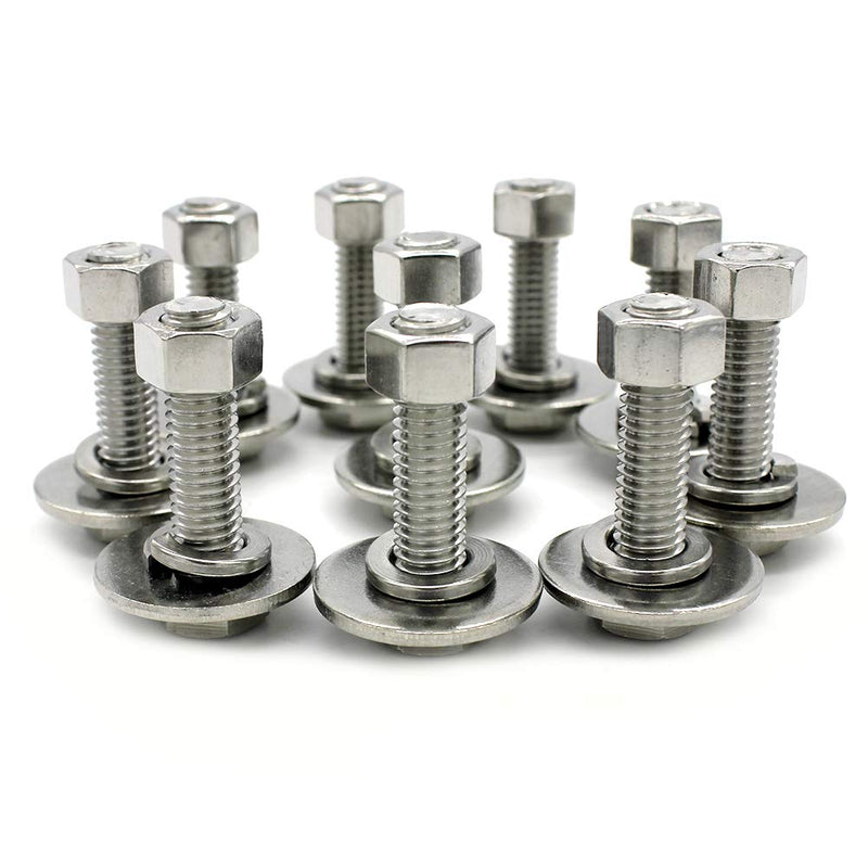 (10 Sets) 5/16-18x1-1/4" Stainless Steel Hex Head Screws bolts and nuts kit, Nuts 5/16, Fender Flat Washer 5/16& Spring Lock Washers 5/16, 18-8 (304) S/S, Fully Threaded by Bolt Fullerkreg (10 Sets) 5/16x1-1/4"