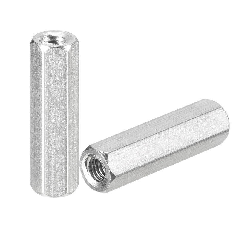 uxcell M5 x 0.8-Pitch 30mm Length Coupling Nuts, 8pcs 304 Stainless Steel Metric Hex Rod Coupling Nuts M5x30mm