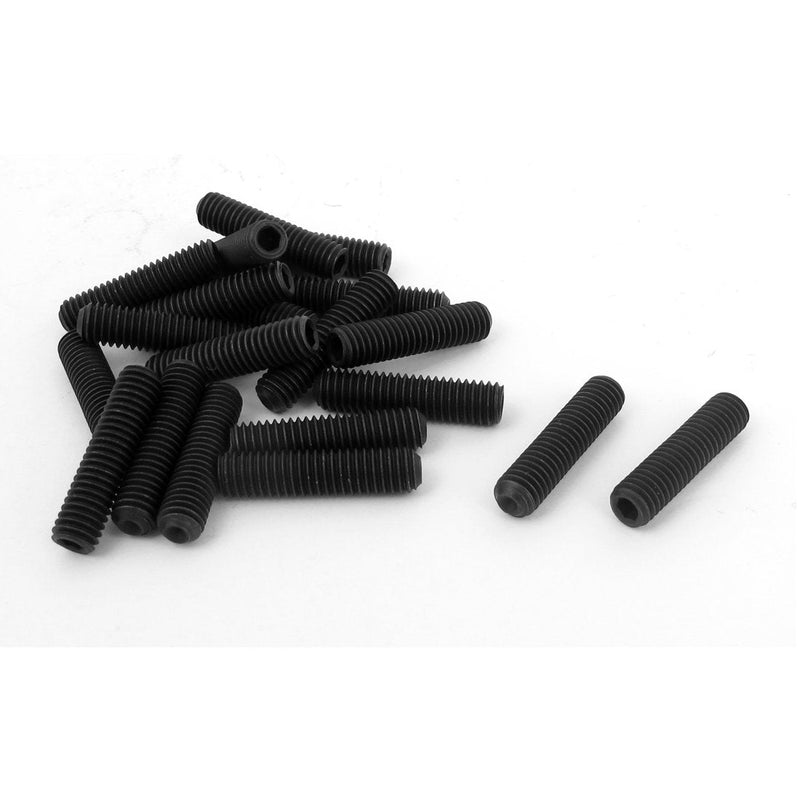 uxcell M6 x 25mm 1mm Pitch Hex Socket Set Cup Point Grub Screw Black 20pcs 20