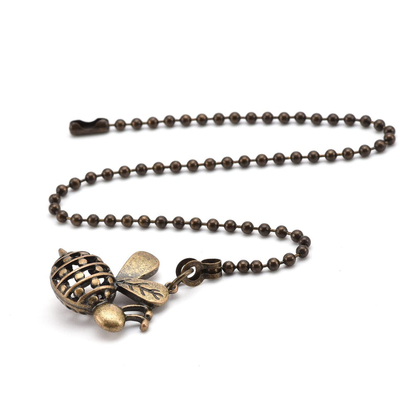 2Pcs Bee Ceiling Fan Pull Chain,12 Inches Decorative Fan String Pulls Charm Extension,3mm Diameter Beaded Ball Fan Pull Chains Extender Ornament with Connector(Bronze)