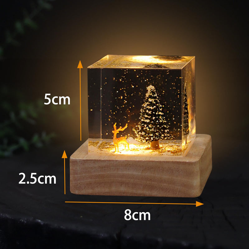 MACADAM Christmas Night Light, Christmas Tree Lamp, Epoxy Resin Night Light, Deer and Christmas Tree Ornaments Bedroom Living Room Decor for Festival