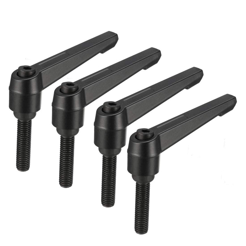 uxcell M10 x 40mm Handle Adjustable Clamping Lever Thread Push Button Ratchet Male Threaded Stud Knobs Locking Rotating Screw Handles Quick Release Bolt Black 4pcs