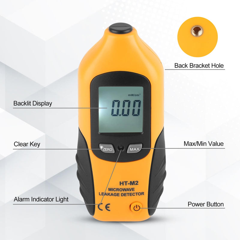 Microwave Detector, Microwave Tester, Digital LCD Display Microwave Leakage Detector, HT M2 Microwave EMF Meter Radiation, Built in Alarm Function for Home Microwave Oven Testing
