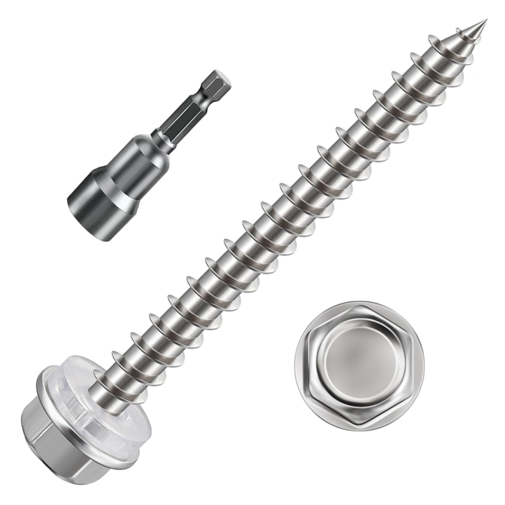 (130Pcs)#10x1-1/2" Self-Tapping Screws for Wood 410 Stainless Steel Hexagon Head Quick Tapping #10x1-1/2"