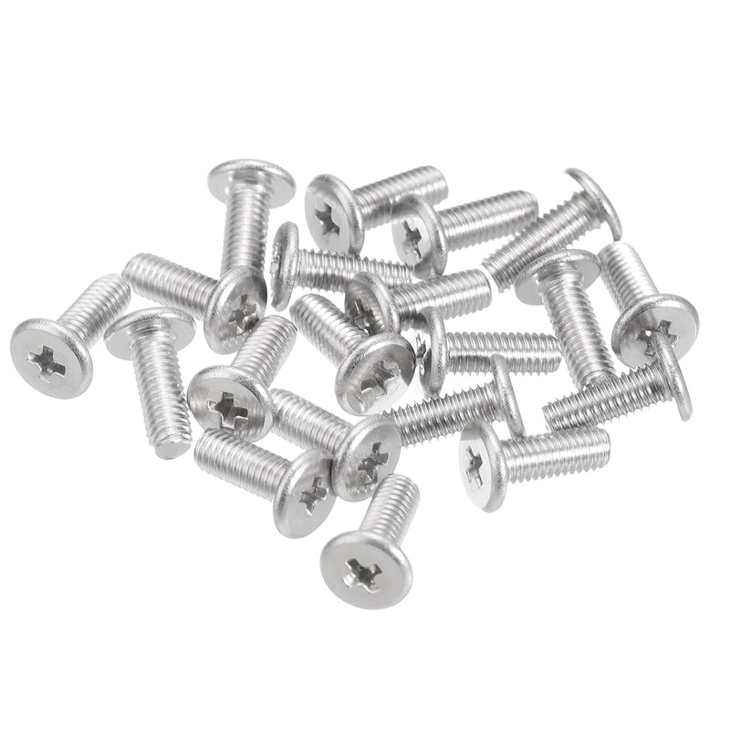 uxcell M3-0.5 x 8mm 50Pcs Flat Round Head Screws 304 Stainless Steel Phillips Drive Machine Screws Hardware Fastener for Furniture Connection