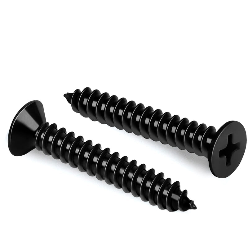 #10 x 1-1/4" Flat Head Wood Screw, Sheet Metal Screws, Stainless Steel 18-8 (304), Black Finish, 100 PCS #10 x 1-1/4"