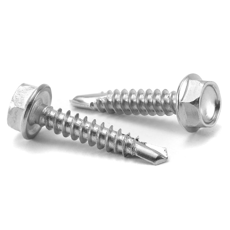 #10 x 1" Sheet Metal Screws 100PCS 410 Stainless Steel Hex Washer Head Fast Self Tapping Screws by SG TZH #10 x 1"