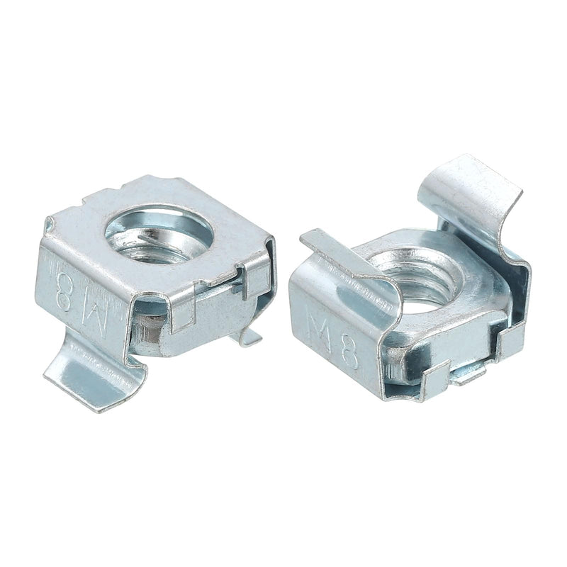 uxcell M8 x 1.25mm Cage Nut, 5Pcs Snap-in Cage Nuts, Carbon Steel Zinc Plated Metric Nut for Server Rack Cabinet, Silver 5