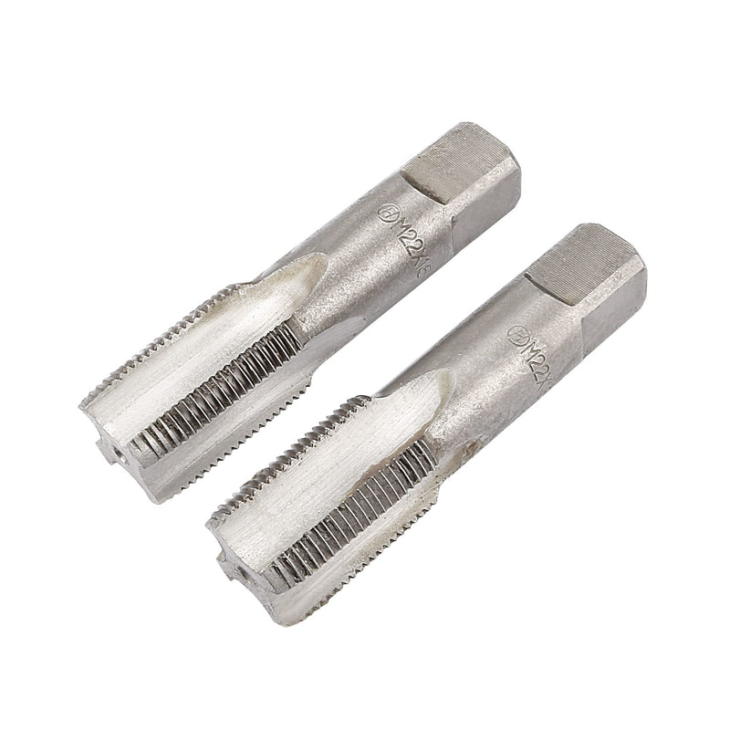 uxcell Metric Hand Tap M22 Thread 1.5 Pitch 4 Straight Flutes H2 Alloy Tool Steel Bottom & Taper Screw Tap Set Tapping Tools for Repairing 1 Pair M22 x 1.5