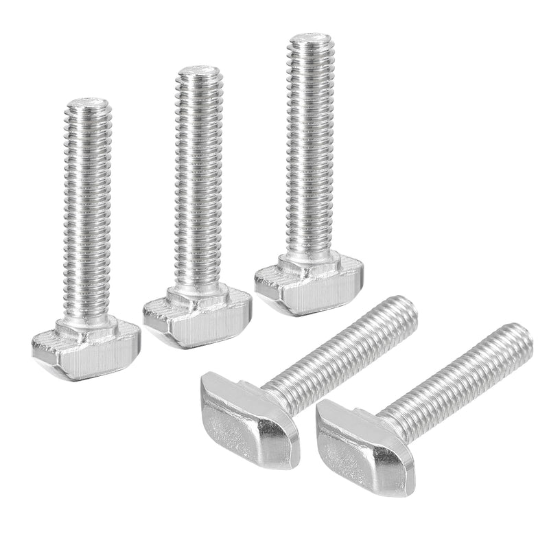 uxcell M6x30mm T Slot Drop-in Bolt, 20Pcs Carbon Steel Nickel Plated Hammer Head T-Bolt T Shape Stud Sliding Screw for 30 Series Aluminum Profile 20