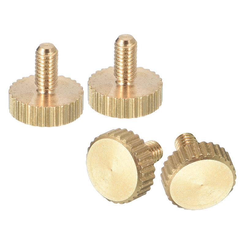 uxcell M3x6mm Knurled Thumb Screws, 4pcs Flat Knurled Head Fully Threaded Brass Thumb Screws Bolts Grip Knobs Fasteners 4