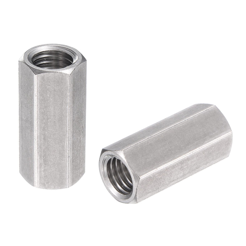 uxcell M10 x 1.5-Pitch 30mm Length 304 Stainless Steel Metric Hex Coupling Nut, 5-Pack M10 x 30mm