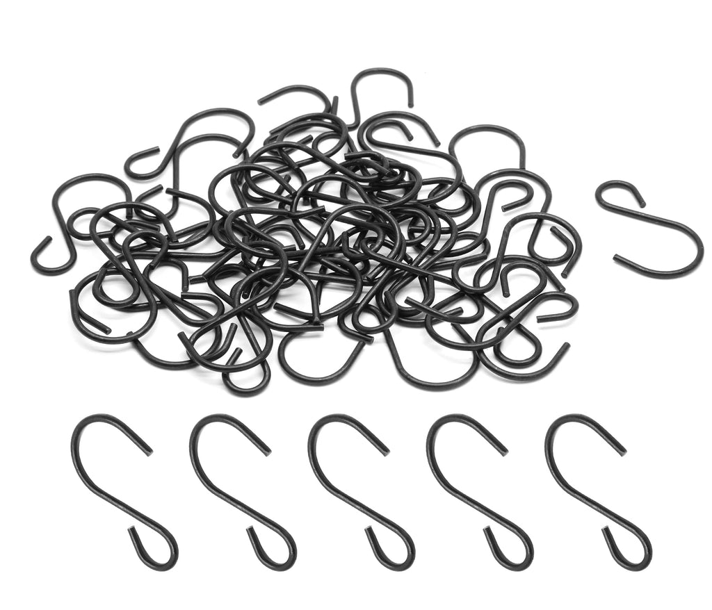Luomorgo 40 Pcs S Shaped Hooks, 40 x 23mm/1.57" x 0.9" Mini Hanging Hooks Metal Hangers Ornament Hooks for Jewelry, Pot, Crafts, Plants (Black) 40 x 23mm/1.57" x 0.9"