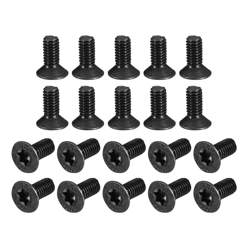 uxcell M4-0.7x10mm Flat Head Torx Anti Theft Machine Screws, 20Pcs 10.9 Grade Alloy Steel, Torx Drive, Countersunk Head, Full Thread, Black Oxide Finish 20