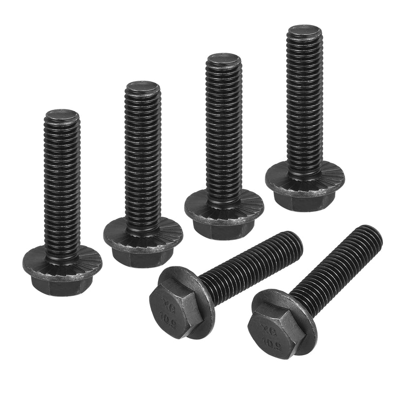 uxcell M12-1.75x50mm Hex Serrated Flange Bolts 10.9 Grade Carbon Steel Screws 6pcs M12x50mm
