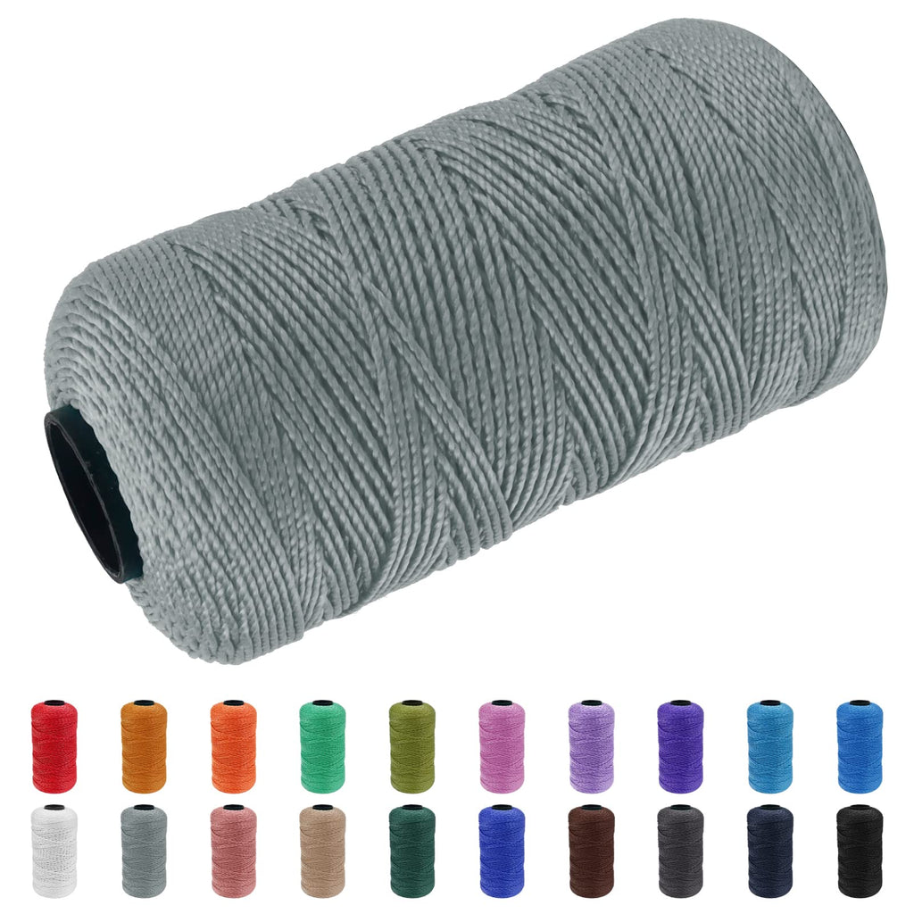 CAMAL Braided Nylon String 3 Strands 1.5mm x 218 Yards Twisted Twine Rope Mason Line String for Gardening Making, DIY Arts Projects, Christmas Decoration, Hanging Ornaments (Medium Grey) Medium Grey 1.5mm x 218yd