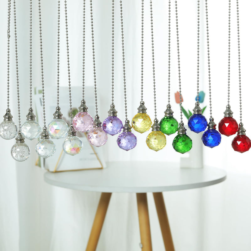 Ceiling Fan Pull Chain, 2pcs AB Coat 30mm Crystal Prism Ball Fan Pull Chain, Fan Pulls Set with Connector Ceiling Fan Pull Chain Ornaments Lighting Accessories