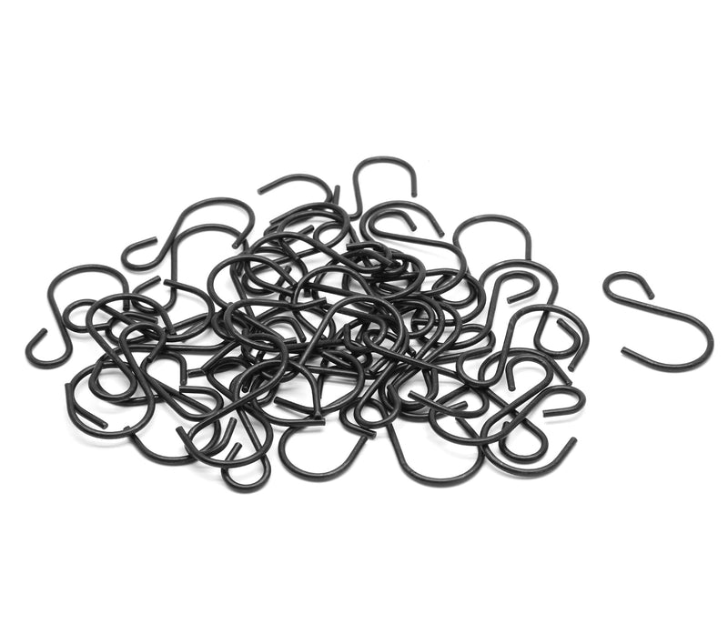 Luomorgo 40 Pcs S Shaped Hooks, 40 x 23mm/1.57" x 0.9" Mini Hanging Hooks Metal Hangers Ornament Hooks for Jewelry, Pot, Crafts, Plants (Black) 40 x 23mm/1.57" x 0.9"