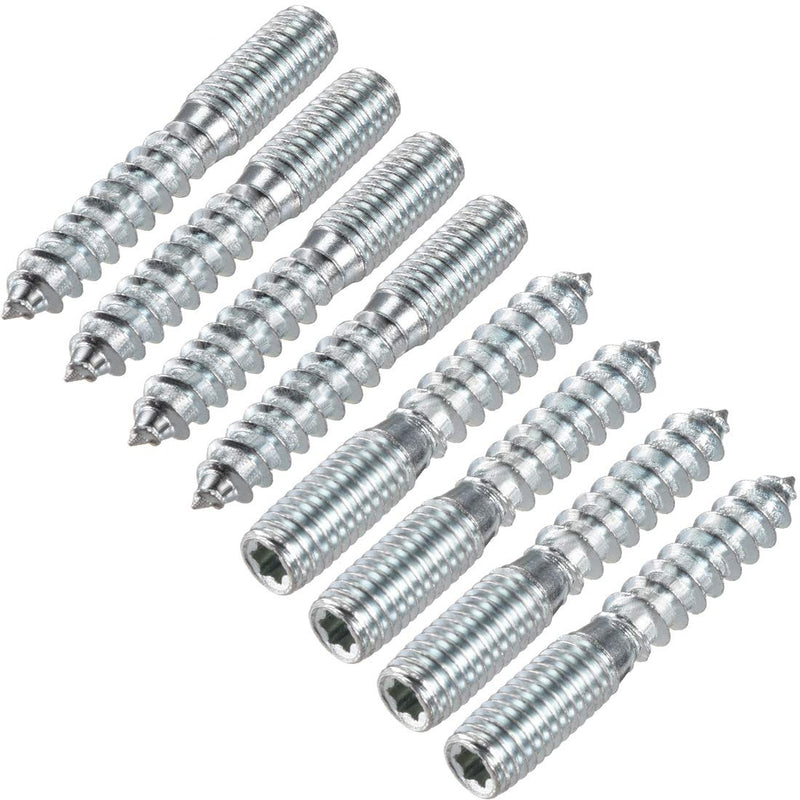 uxcell M8 Hanger Bolts Length 2"(50mm) Double Headed Bolts Self-Tapping Screw 8mm Wood Joint Furniture Legs 8pcs