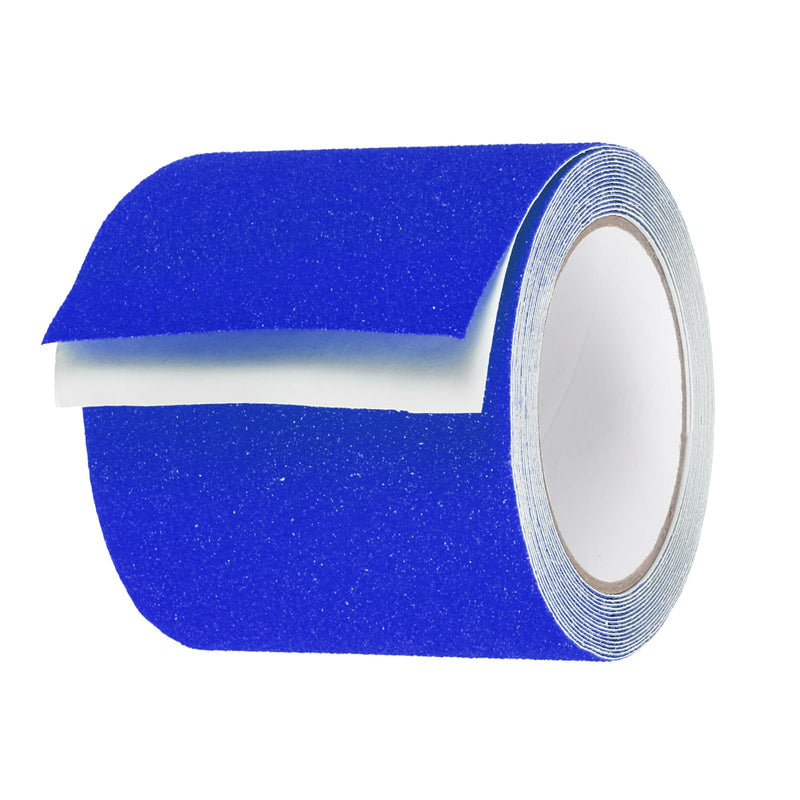 uxcell Non Skid Tape 4 in x 16.5 ft Waterproof Frosted Non Slip Grid Tape Self-Adhesive Backing for Stairs Treads, Hardwood Floor, Indoor and Outdoor Steps, Blue 4 inch x 16.5 Ft 1