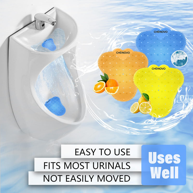 Urinal Screen Deodorizer 12 Pack,Urinal Cakes Deodorizer Bulk Urinal Mats Screens Scented Anti Splash Urinal Pads for Men Bathroom Office School (4 Pcs Ocean Breeze 4 Pcs Lemon 4 Pcs Orange)
