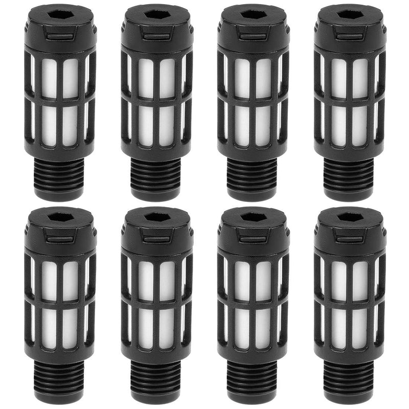 uxcell Plastic Pneumatic Muffler Exhaust Air Line Silencer 1/4 PT Black, 8pcs