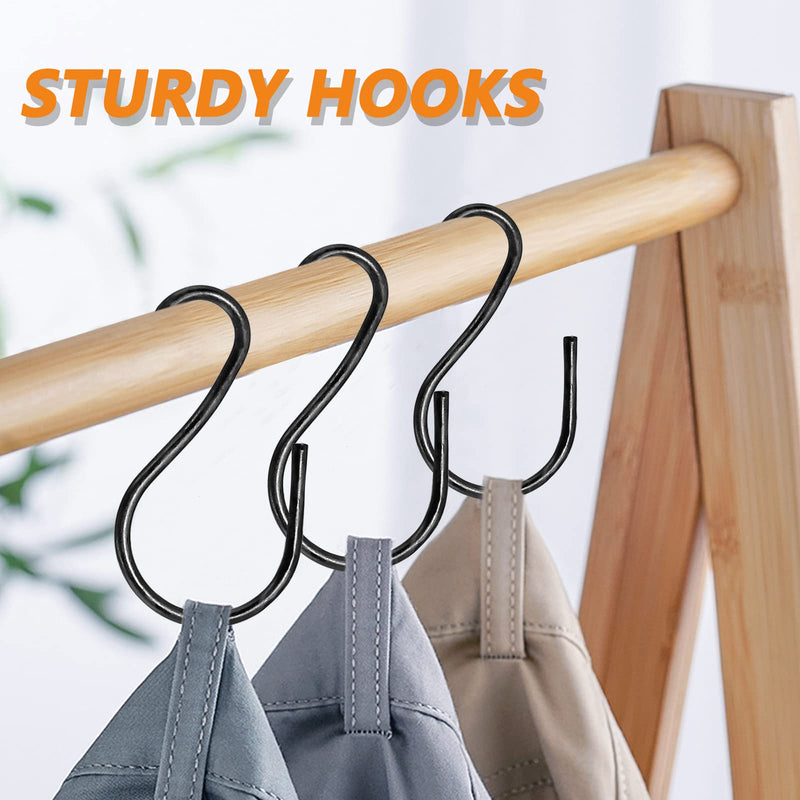 Luomorgo 40 Pcs S Shaped Hooks, 40 x 23mm/1.57" x 0.9" Mini Hanging Hooks Metal Hangers Ornament Hooks for Jewelry, Pot, Crafts, Plants (Black) 40 x 23mm/1.57" x 0.9"