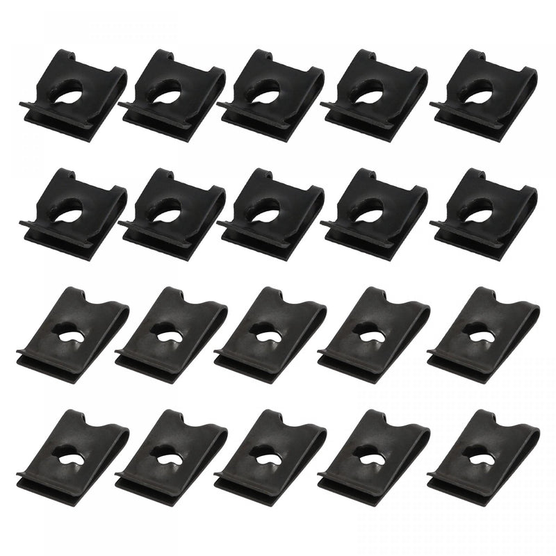 uxcell M4/ ST4.2 and M5/ST4.8 65Mn Spring Steel Speed Clip Fastener Extruded U Nuts, Black, Pack of 50