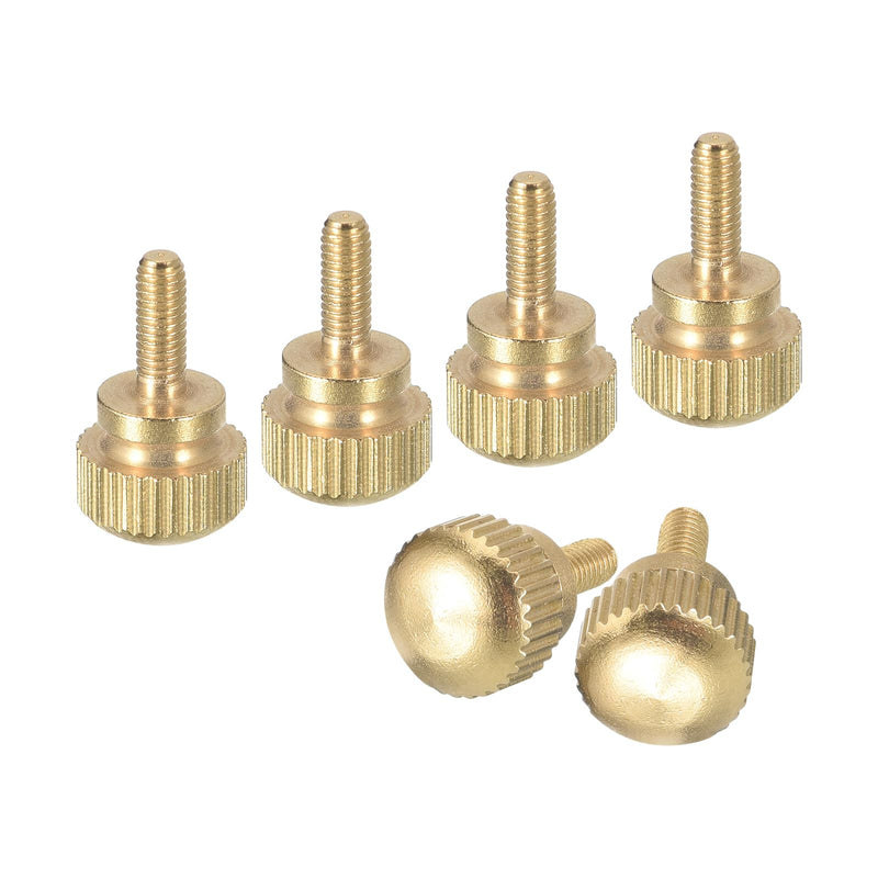 uxcell M3x8mm Knurled Thumb Screws, 6pcs Brass Knurled Thumb Screws Bolts with Shoulder Grip Knobs Fasteners, Brass Tone 6