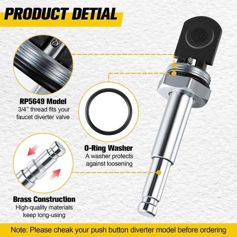 Enhon Push Button Diverter, Replacement for RP5649, Compatible with Delta Valve, Shower Replacement Parts, Shower Diverter Assembly for Use in Single Handle Tub and Shower