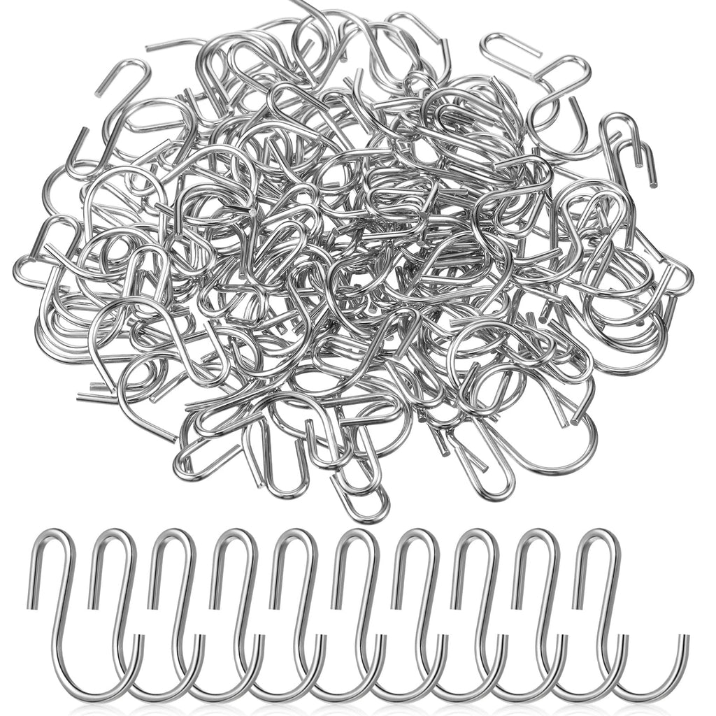 Sratte 120 Pieces Small S Hooks for Hanging Heavy Duty Mini S Shaped Metal Hook Hanger Ornament Storage Hooks for Plants DIY Craft Hanging Pot Jewelry Key Chain Tags Kitchenware(Silver, 1 Inch) Silver